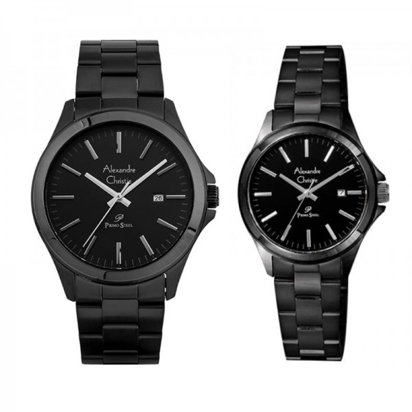 Alexandre Christie AC 1026 Full Black Steel Couple